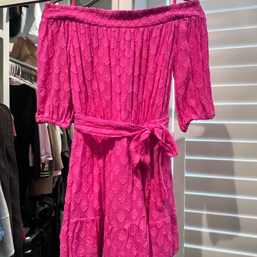 Lilly Pulitzer Vibrant Pink Off-Shoulder Romper
